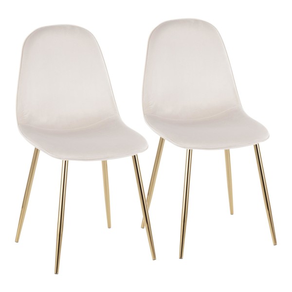 Lumisource Pebble Chair in Gold Steel and Cream Velvet, PK 2 CH-PEBBLE AUVCR2